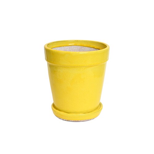 Pot met schotel pale yellow - D 38 x H 44 cm