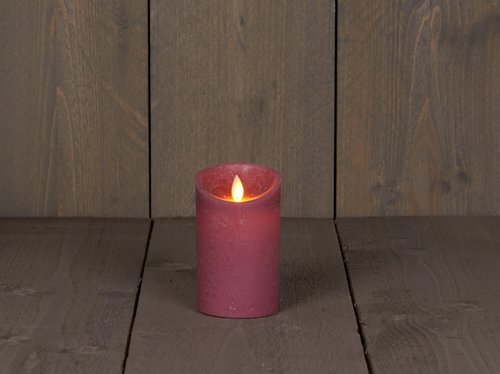 Rustieke LED-kaars met bewegende vlam 7,5 x 12,5 cm Antiek roze met timer