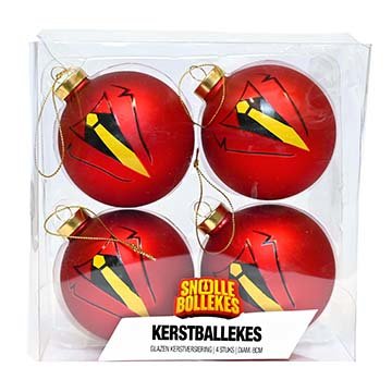 Snollebollekes kerstballen - Set van 4 á 8 cm