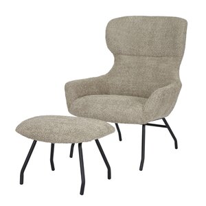 24Seven® Loungestoel Pablo met voetbankje bouclé liver