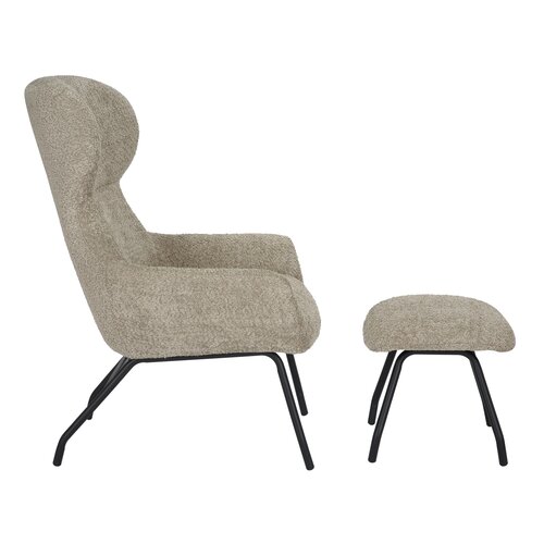 24Seven® Loungestoel Pablo met voetbankje bouclé liver - afbeelding 4