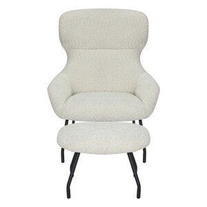 24Seven® Loungestoel Pablo met voetbankje bouclé offwhite - afbeelding 2