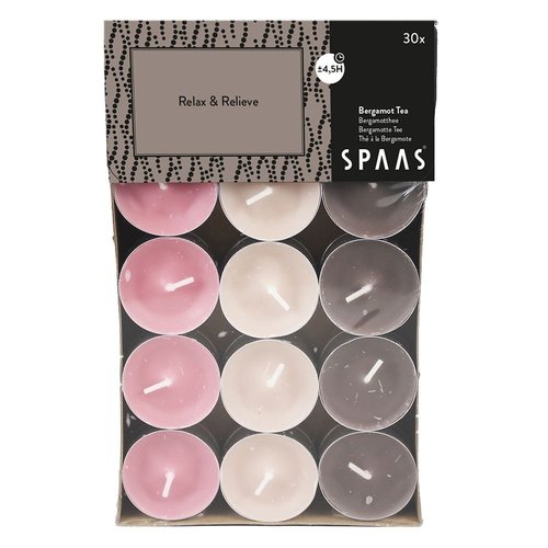 30 theelichten assorti 4,5u - Relax & relieve