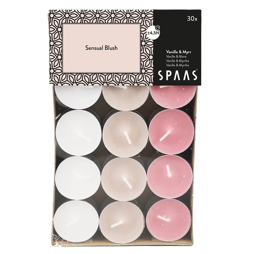 30 theelichten assorti 4,5u - Sensual blush