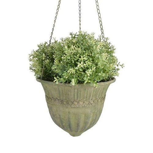 Aged Metal Green hanging basket L