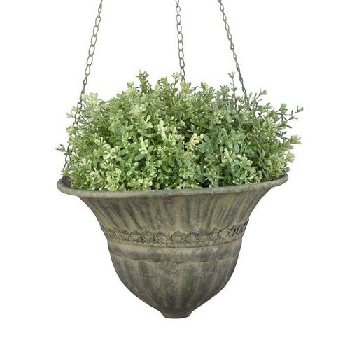 Aged Metal Green hanging basket S