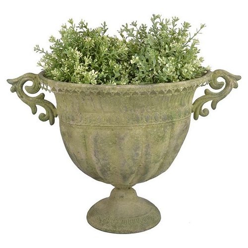 Aged Metal Green vaas ovaal L