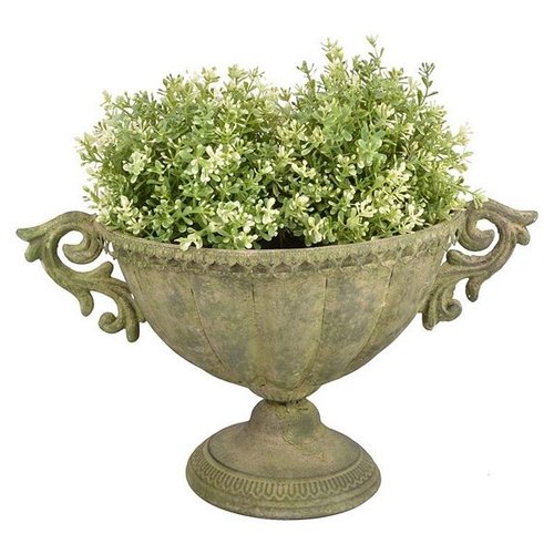 Aged Metal Green vaas ovaal S