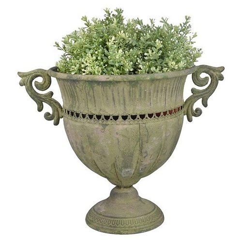 Aged Metal Green vaas rond L