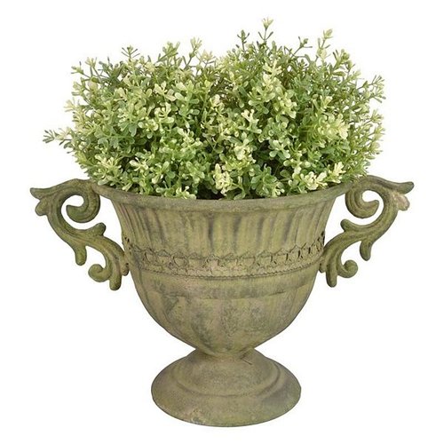 Aged Metal Green vaas rond S
