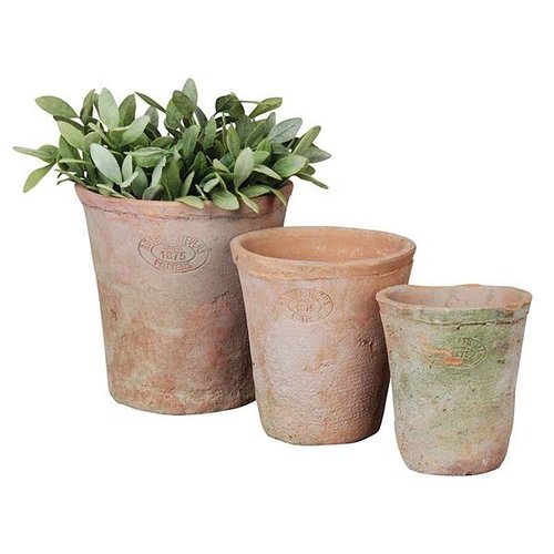 Aged Terracotta set 3 potten rond