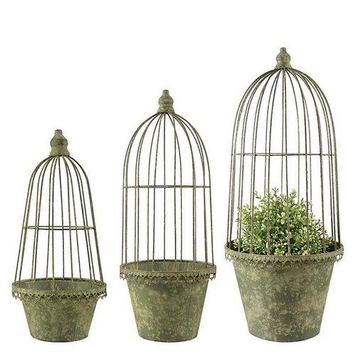 AM Green pot met plantensteun set/3