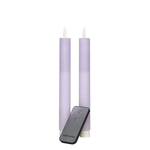 Anna’s Collection 2-pack. LED rustiek wax dinerkaars lila - H 23 cm - afbeelding 1