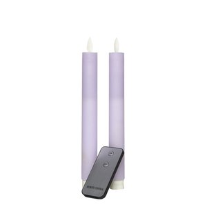 Anna’s Collection 2-pack. LED rustiek wax dinerkaars lila - H 23 cm - afbeelding 1