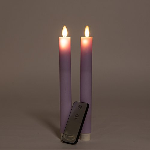 Anna’s Collection 2-pack. LED rustiek wax dinerkaars lila - H 23 cm - afbeelding 2