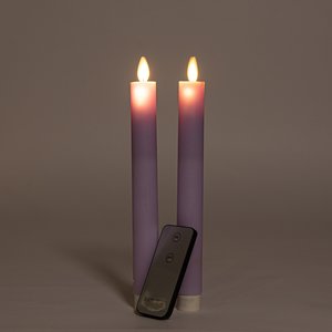 Anna’s Collection 2-pack. LED rustiek wax dinerkaars lila - H 23 cm - afbeelding 2