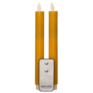 Anna’s Collection 2-pack LED rustiek wax dinerkaars oker - H 23 cm - afbeelding 1