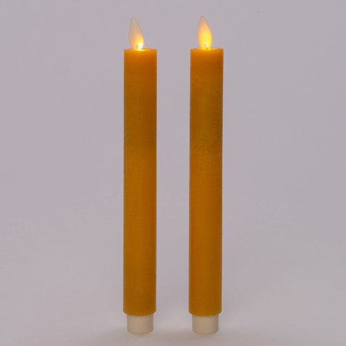 Anna’s Collection 2-pack LED rustiek wax dinerkaars oker - H 23 cm - afbeelding 2