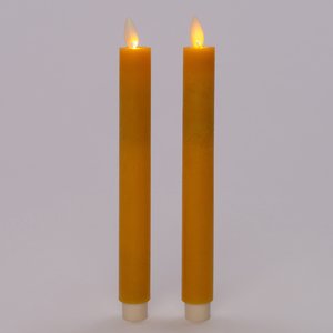 Anna’s Collection 2-pack LED rustiek wax dinerkaars oker - H 23 cm - afbeelding 2