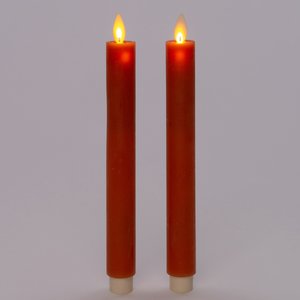 Anna’s Collection 2-pack LED rustiek wax dinerkaars oranje - H 23 cm - afbeelding 2