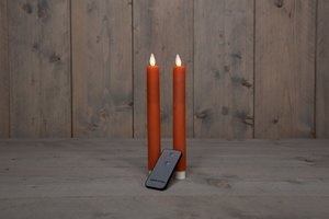 Anna’s Collection 2-pack LED rustiek wax dinerkaars oranje - H 23 cm - afbeelding 3