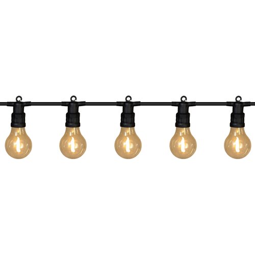 10 partylights 6X7CM classic filament 10M/3M lead ZWART / connectable IP44 trafo