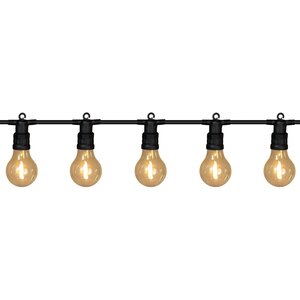 10 partylights 6X7CM classic filament 10M/3M lead ZWART / connectable IP44 trafo
