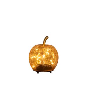 Anna's Collection Appel crackle glas met LED - B11xH12cm Amber - afbeelding 1