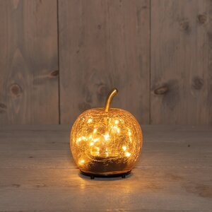 Anna's Collection Appel crackle glas met LED - B11xH12cm Amber - afbeelding 2