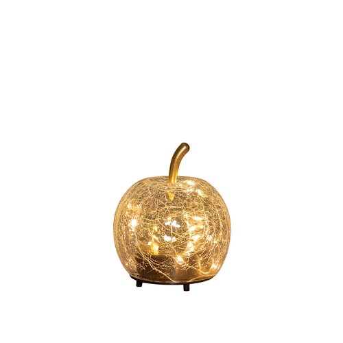 Anna's Collection Appel crackle glas met LED - B11xH12cm Transparant - afbeelding 1