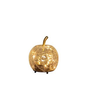 Anna's Collection Appel crackle glas met LED - B11xH12cm Transparant - afbeelding 1