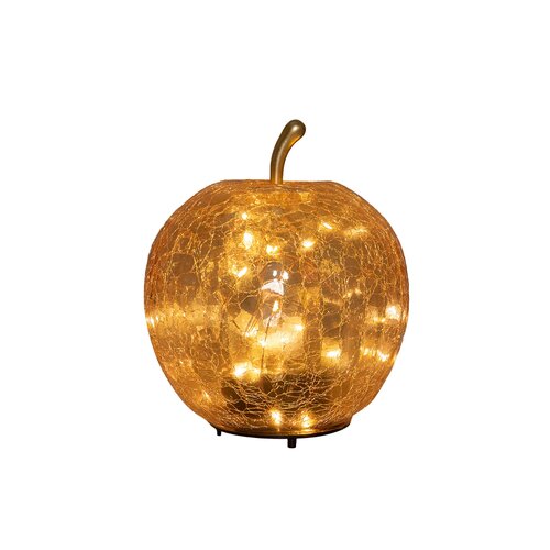 Anna's Collection Appel crackle glas met LED - B15xH17cm Amber - afbeelding 1