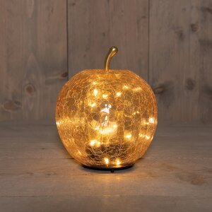 Anna's Collection Appel crackle glas met LED - B15xH17cm Amber - afbeelding 2