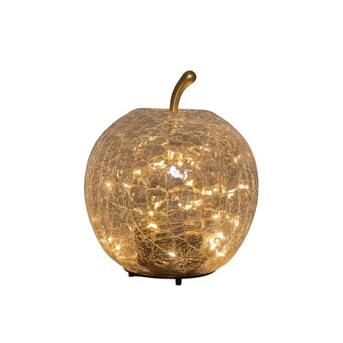 Anna's Collection Appel crackle glas met LED - B15xH17cm Transparant - afbeelding 1
