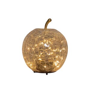 Anna's Collection Appel crackle glas met LED - B15xH17cm Transparant - afbeelding 1