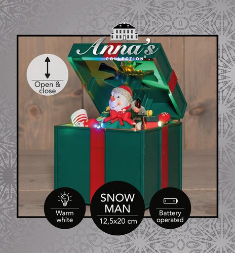Anna's Collection Bewegend kerstcadeau LED - B12,5xH20cm Groen - afbeelding 3