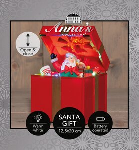 Anna's Collection Bewegend kerstcadeau LED - B12,5xH20cm Rood - afbeelding 3