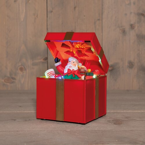 Anna's Collection Bewegend kerstcadeau LED - B12,5xH20cm Rood - afbeelding 2