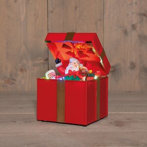 Anna's Collection Bewegend kerstcadeau LED - B12,5xH20cm Rood - afbeelding 2