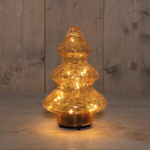 Anna's Collection Boom crackle glas met LED - B13xH21cm Amber - afbeelding 2