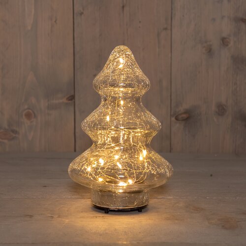 Anna's Collection Boom crackle glas met LED - B13xH21cm Transparant - afbeelding 2
