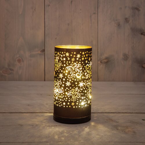 Anna's Collection Cilinder glas draaiend LED - B9xH17cm Chocoladebruin - afbeelding 2