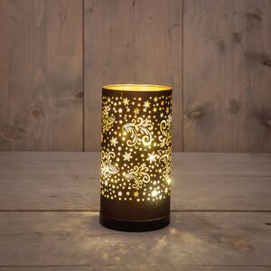 Anna's Collection Cilinder glas draaiend LED - B9xH17cm Chocoladebruin - afbeelding 2