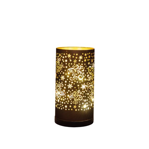 Anna's Collection Cilinder glas draaiend LED - B9xH17cm Chocoladebruin - afbeelding 4