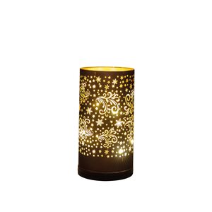 Anna's Collection Cilinder glas draaiend LED - B9xH17cm Chocoladebruin - afbeelding 4