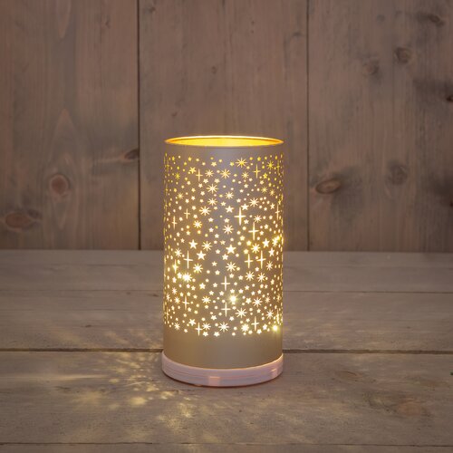 Anna's Collection Cilinder glas draaiend LED - B9xH17cm Mat champagne - afbeelding 2