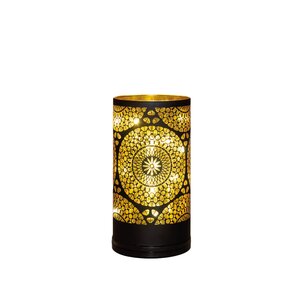 Anna's Collection Cilinder glas draaiend LED - B9xH17cm Zwart met cirkels - afbeelding 4