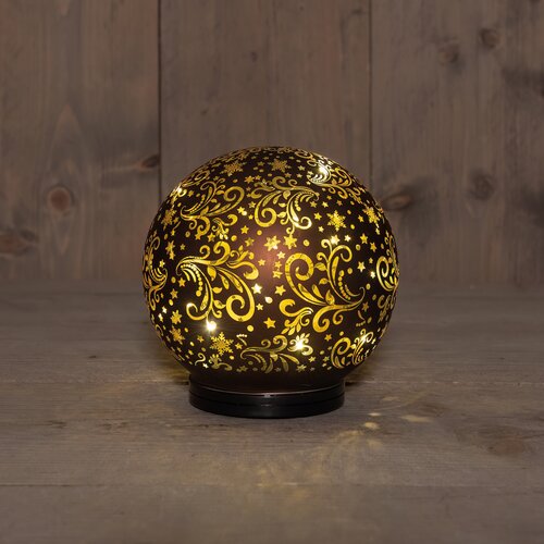 Anna's Collection Decoratiebal glas draaiend bruin met verlichting - D 15 cm - afbeelding 2