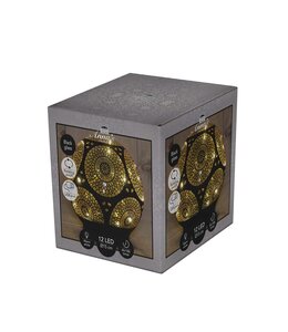 Anna's Collection Decoratiebal glas draaiend met cirkels zwart met verlichting - D 15 cm - afbeelding 3