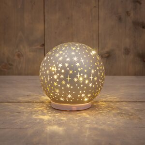 Anna's Collection Decoratiebal glas draaiend met sterren mat champagne met verlichting - D 15 cm - afbeelding 2